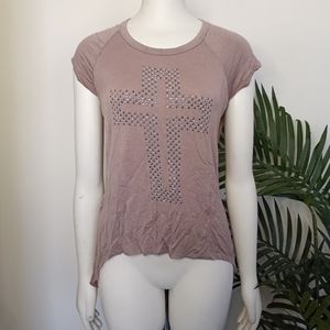 Juniors LA Teez sheer blouse with rhinestone